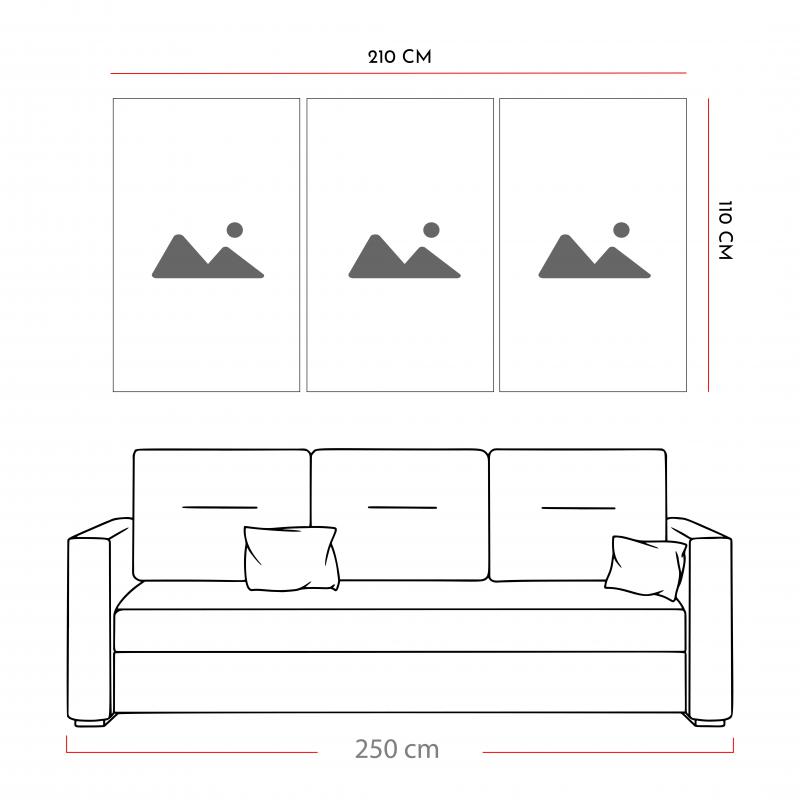 Siyah Beyaz Manzara Triple Cam Tablo Seti