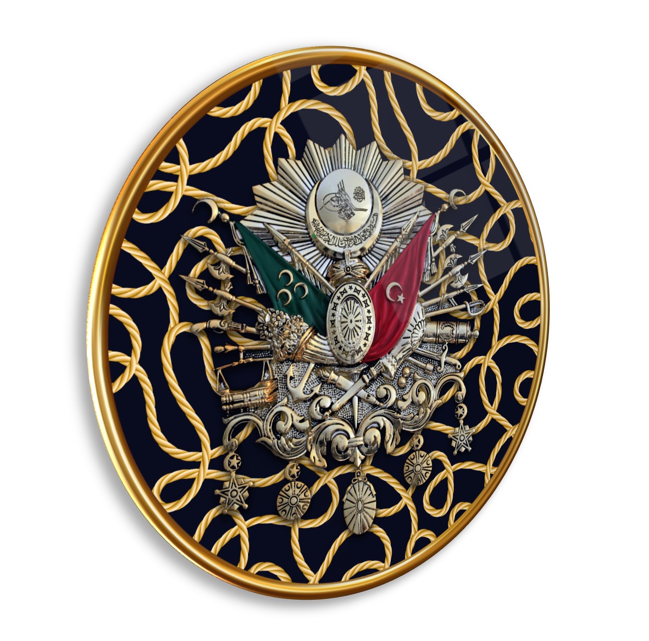 Osmanlı Tuğrası Yuvarlak Cam Tablo