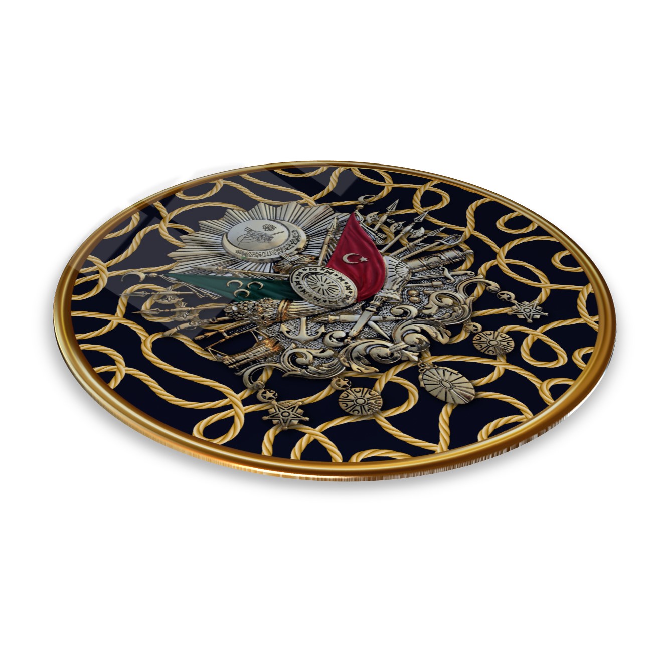 Osmanlı Tuğrası Yuvarlak Cam Tablo