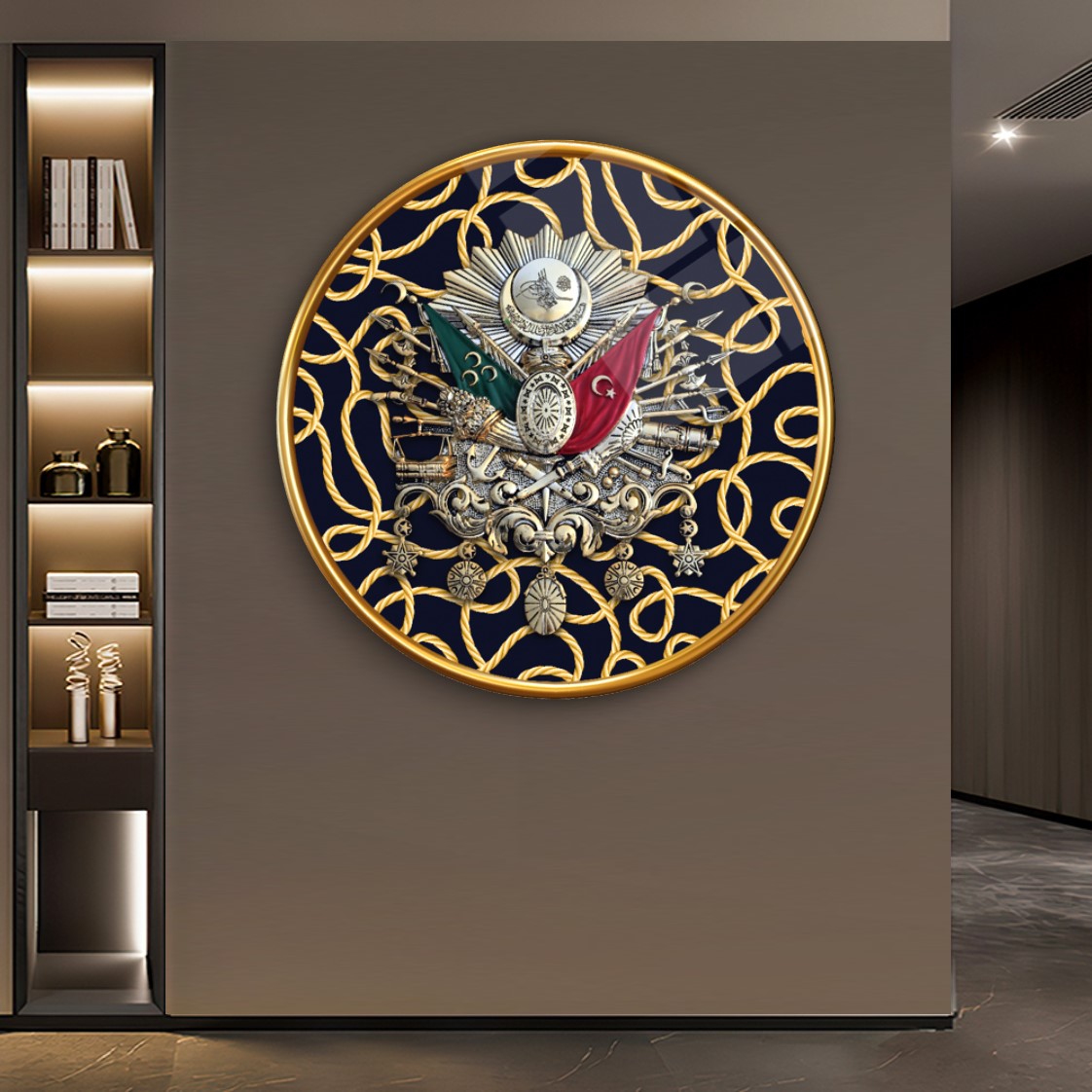 Osmanlı Tuğrası Yuvarlak Cam Tablo