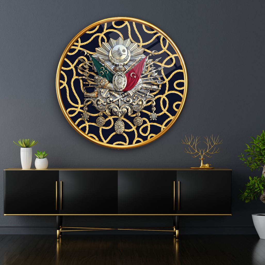 Osmanlı Tuğrası Yuvarlak Cam Tablo