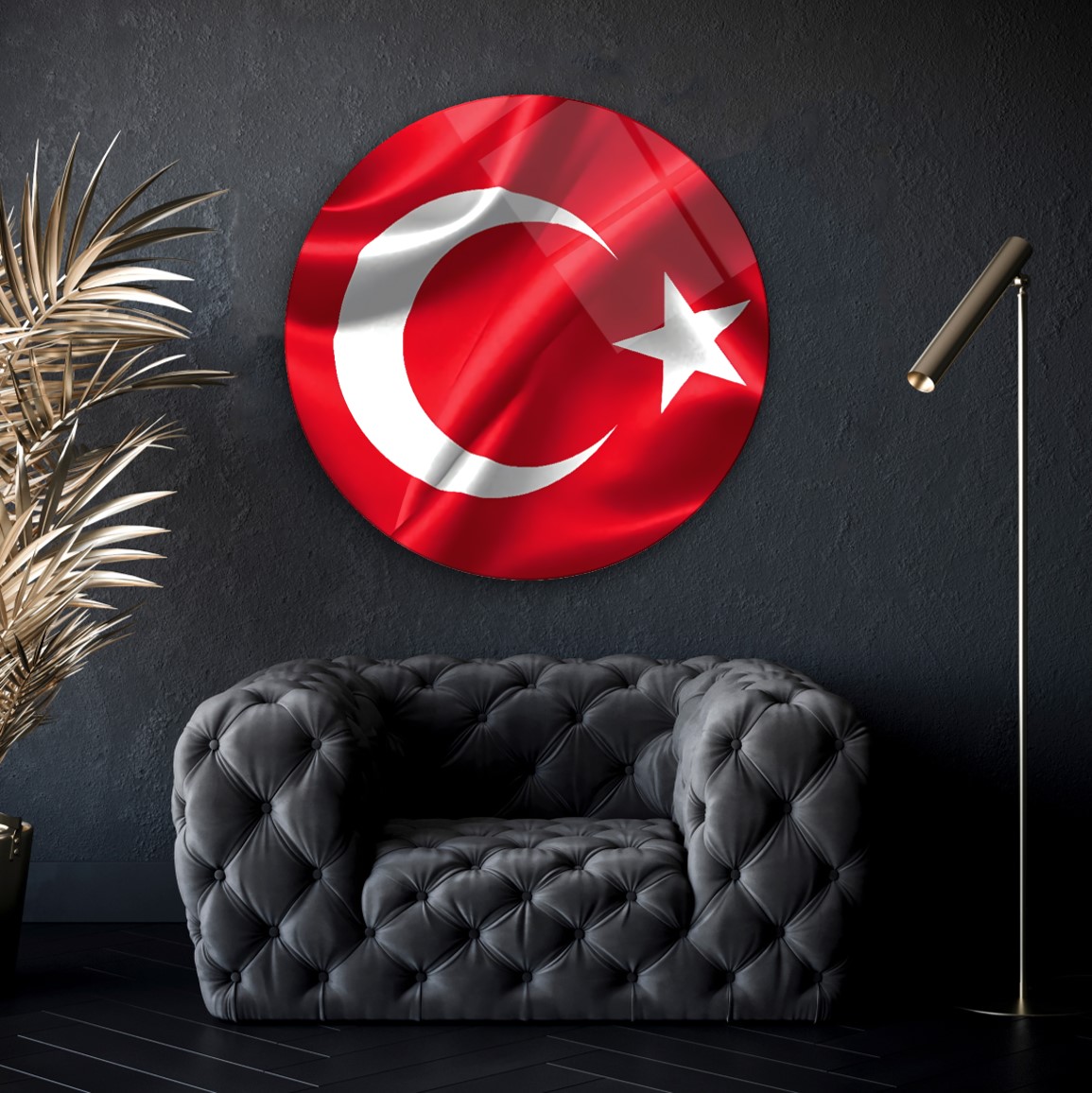 Bayrak Yuvarlak Cam Tablo