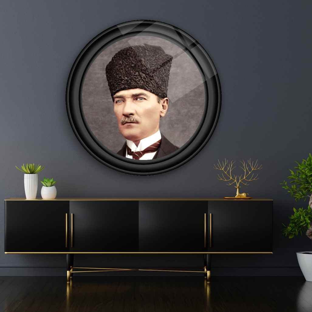 Atatürk Yuvarlak Cam Tablo