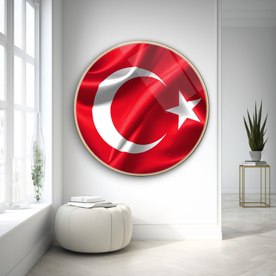 Bayrak Yuvarlak Cam Tablo