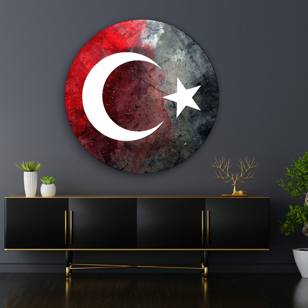 Bayrak Yuvarlak Cam Tablo