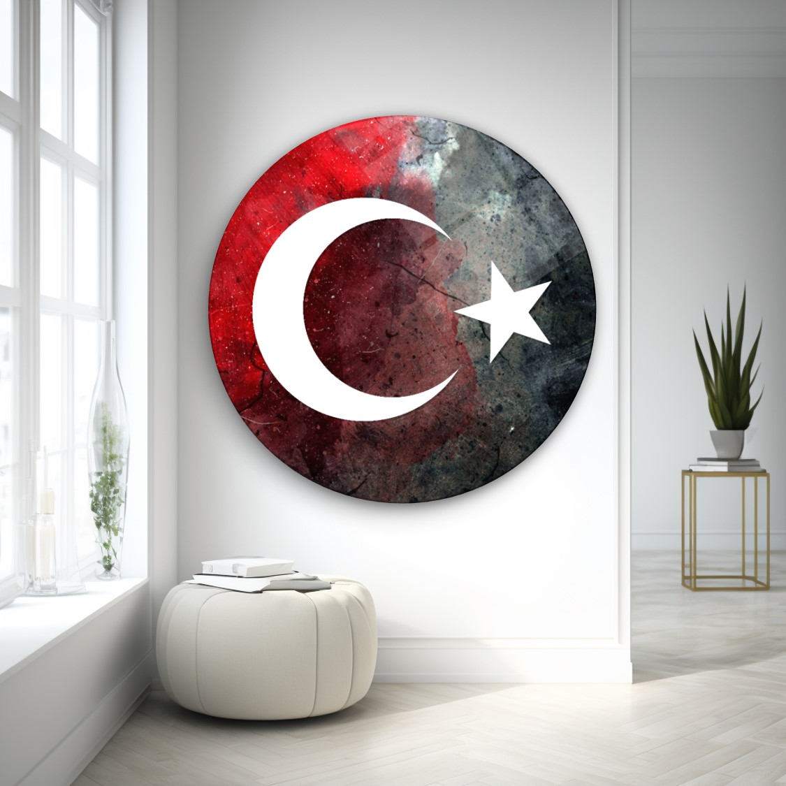 Bayrak Yuvarlak Cam Tablo