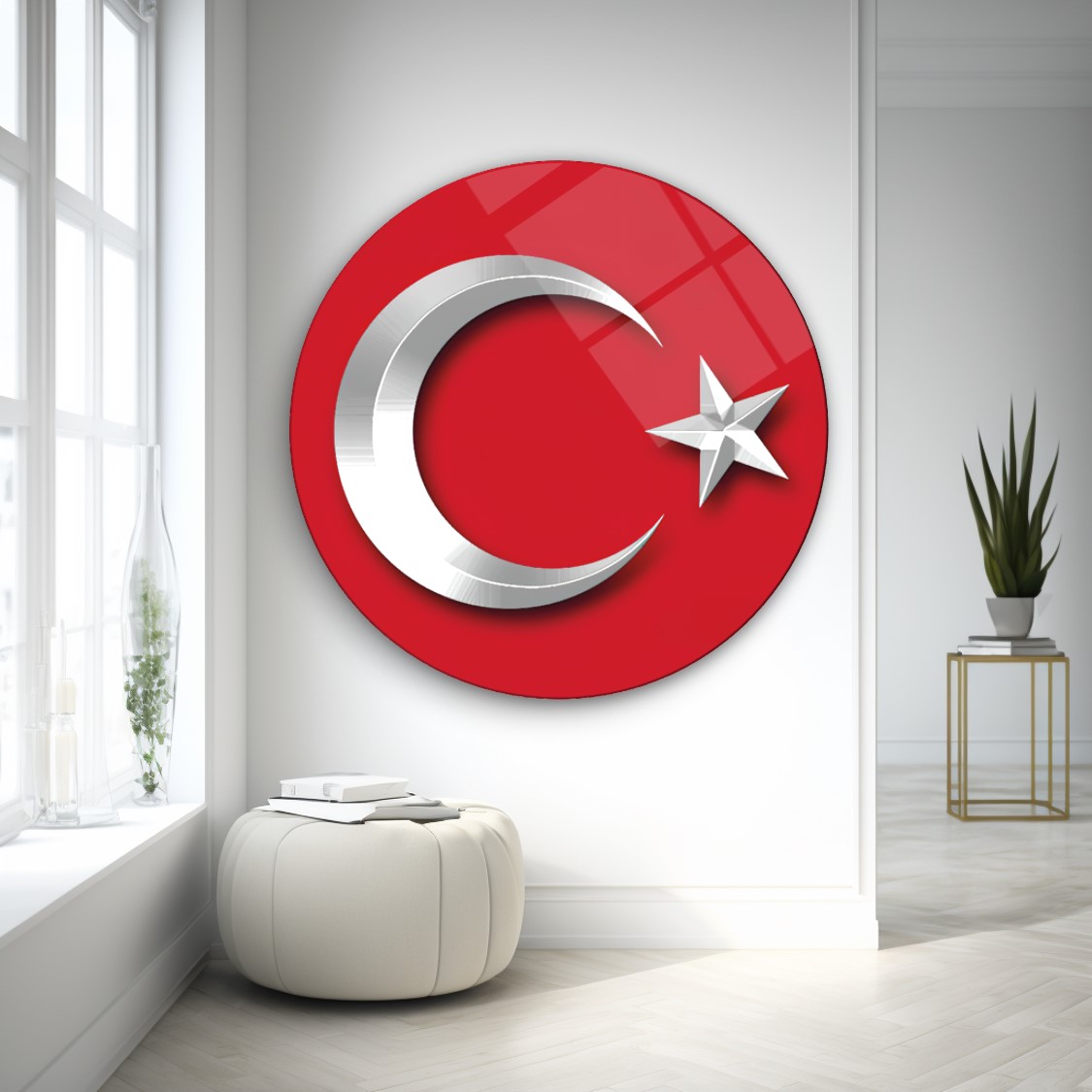 Bayrak Yuvarlak Cam Tablo