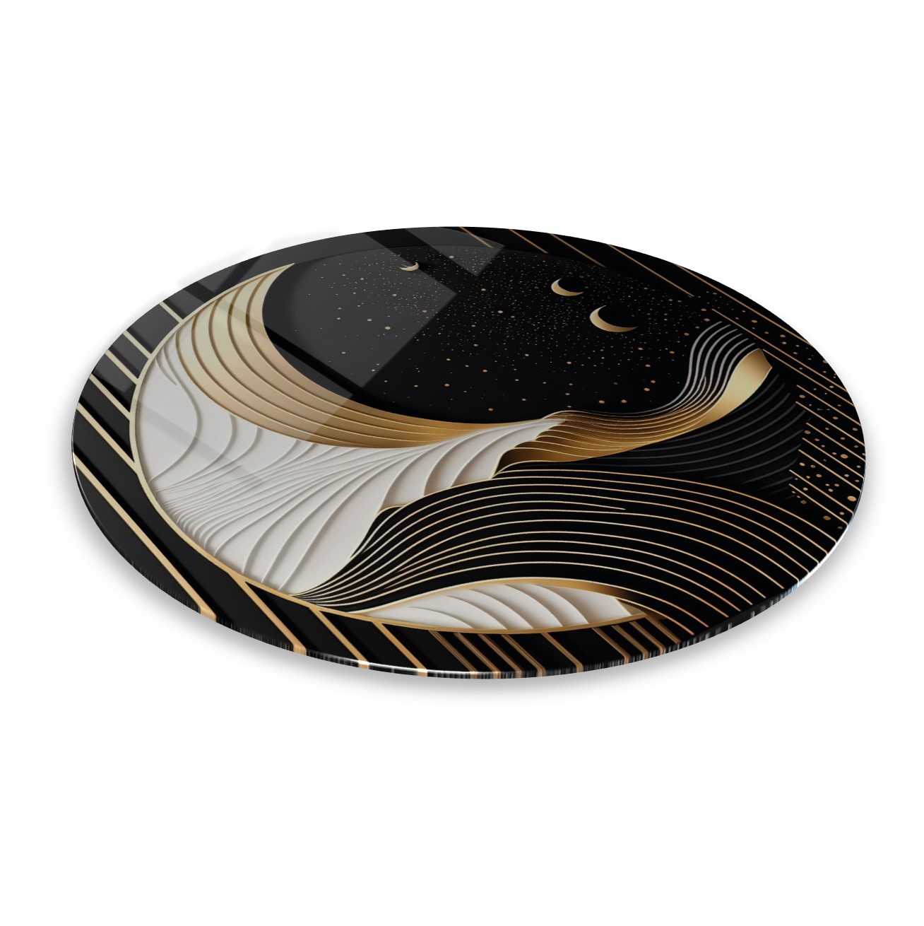 Gece Manzarası Yuvarlak Cam Tablo