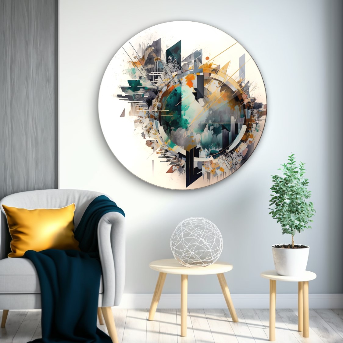 Soyut Yuvarlak Cam Tablo