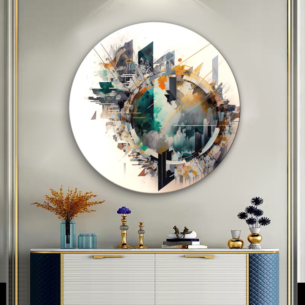 Soyut Yuvarlak Cam Tablo