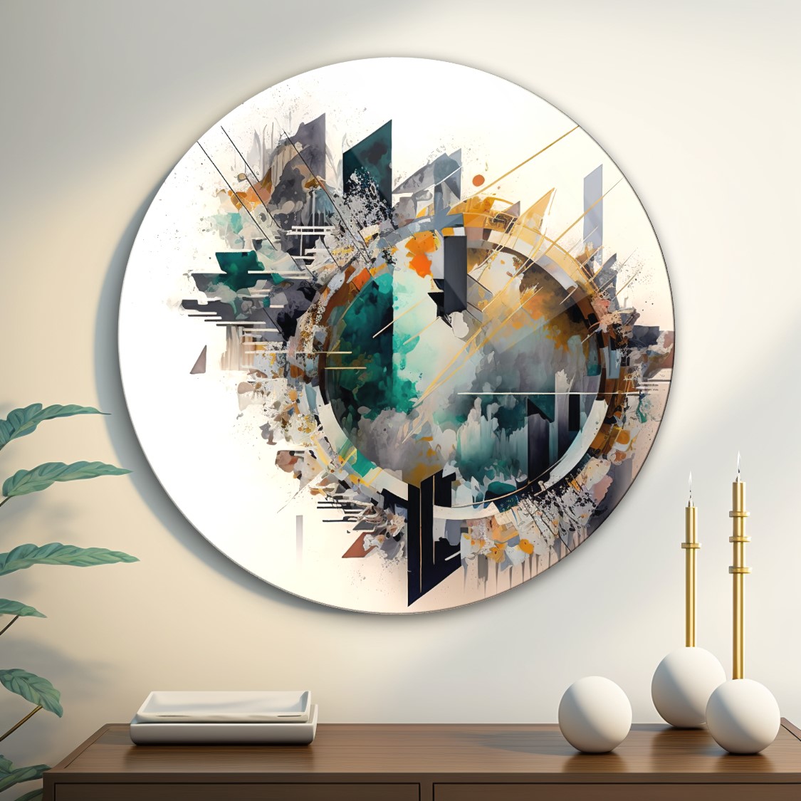 Soyut Yuvarlak Cam Tablo