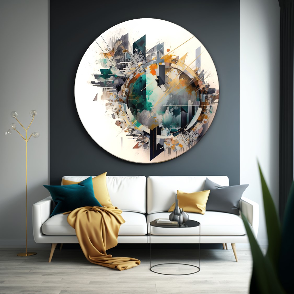 Soyut Yuvarlak Cam Tablo