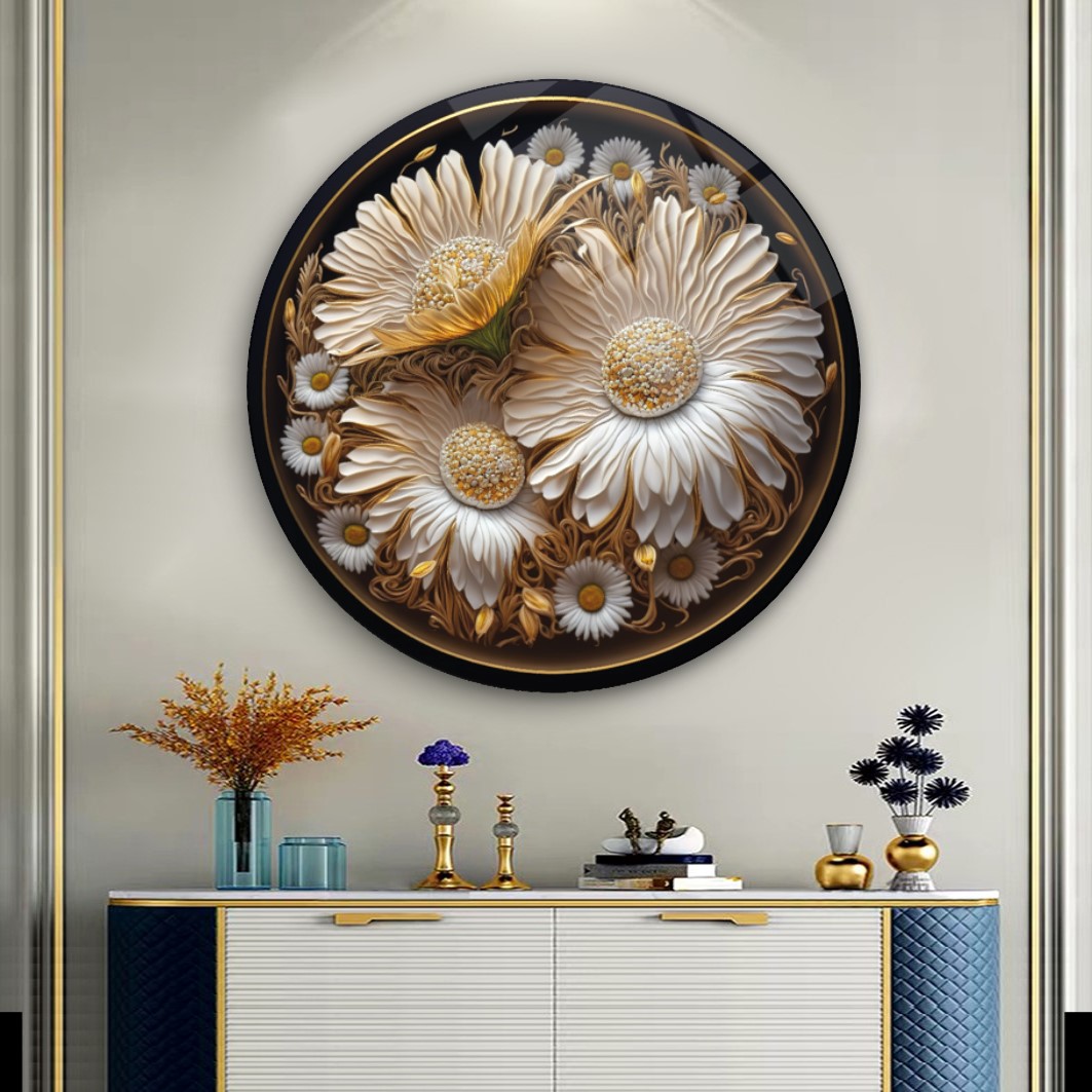 Papatya Yuvarlak Cam Tablo