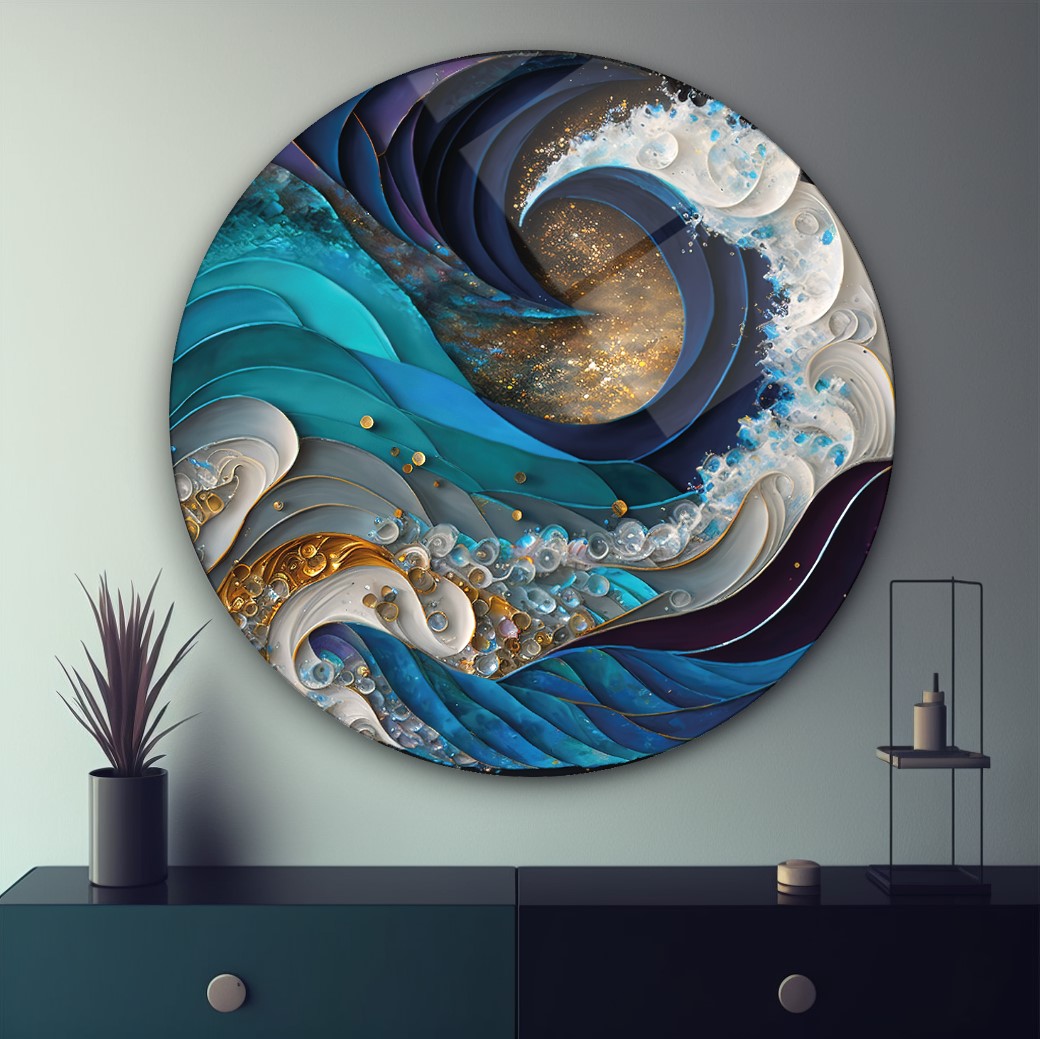 Soyut Yuvarlak Cam Tablo