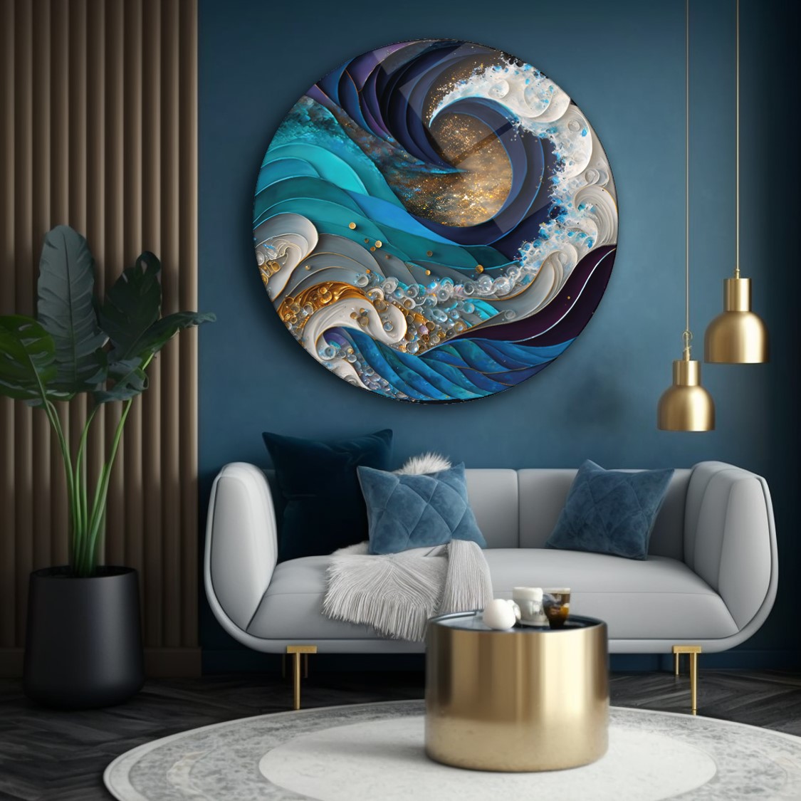 Soyut Yuvarlak Cam Tablo