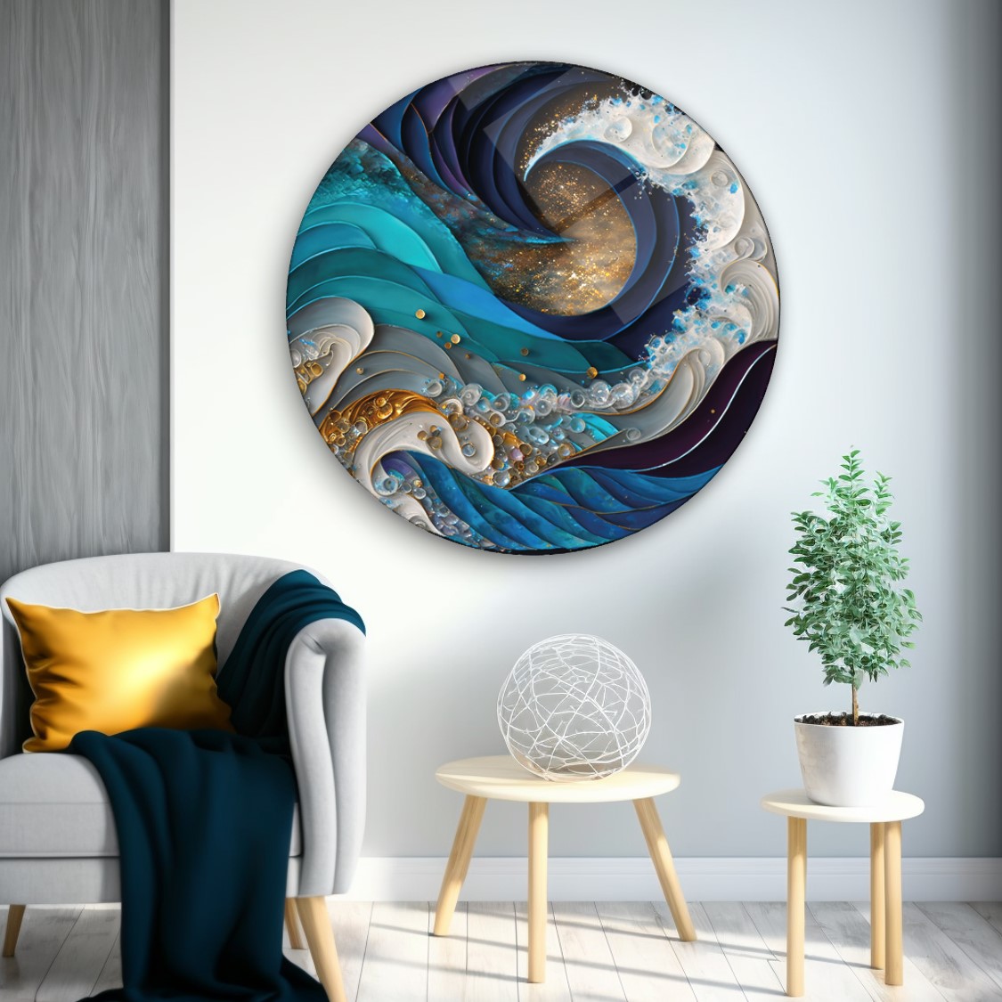 Soyut Yuvarlak Cam Tablo