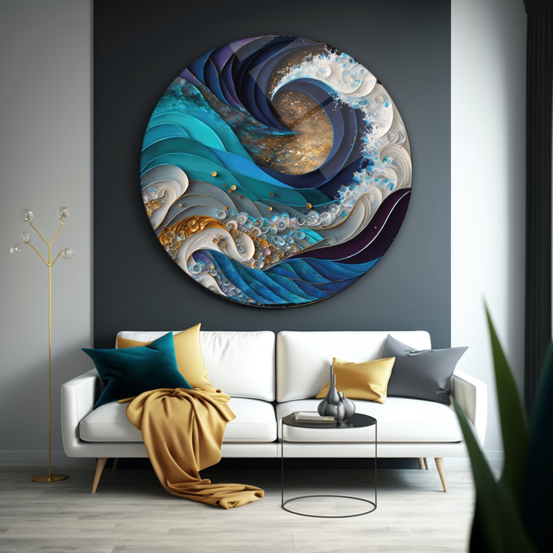 Soyut Yuvarlak Cam Tablo