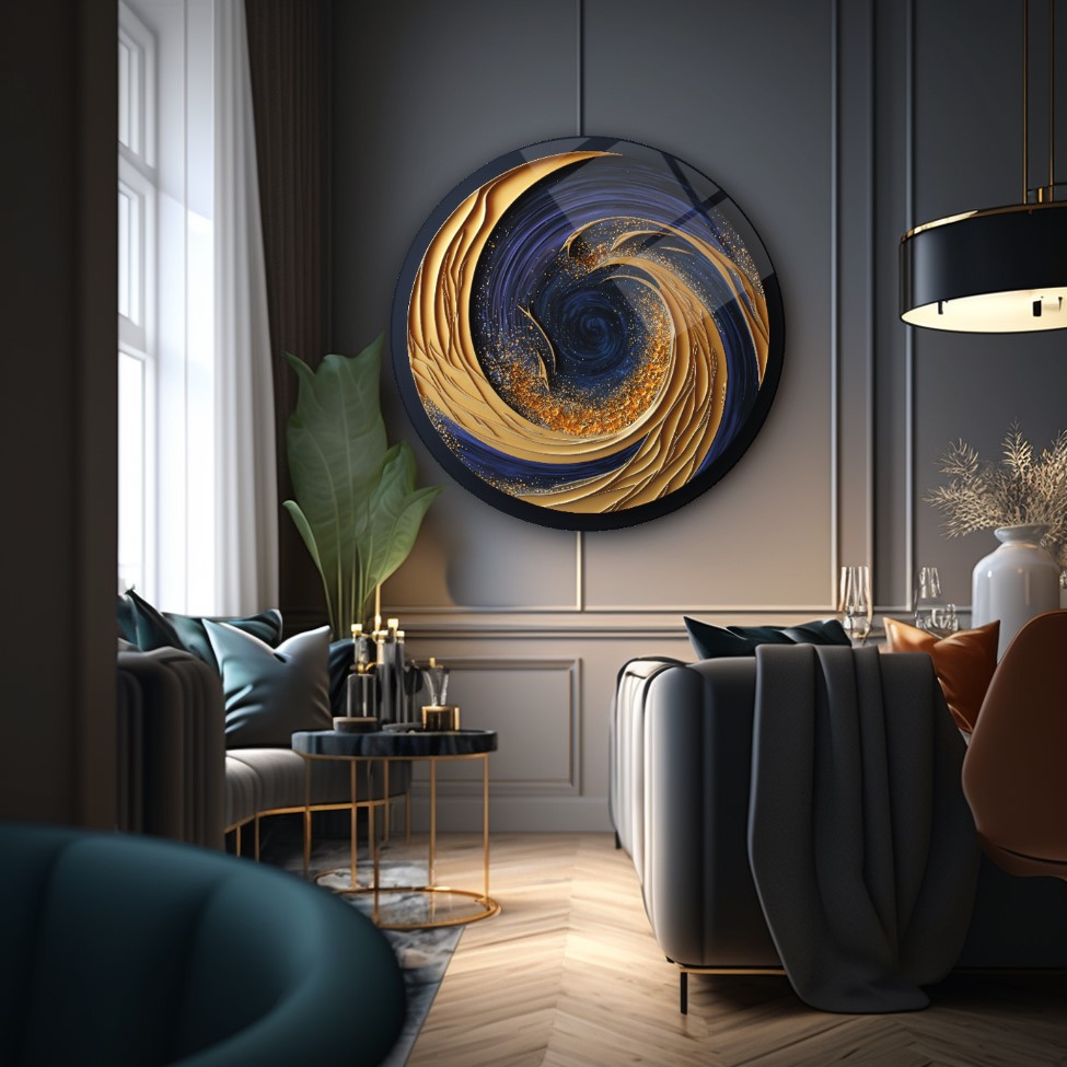 Soyut Yuvarlak Cam Tablo