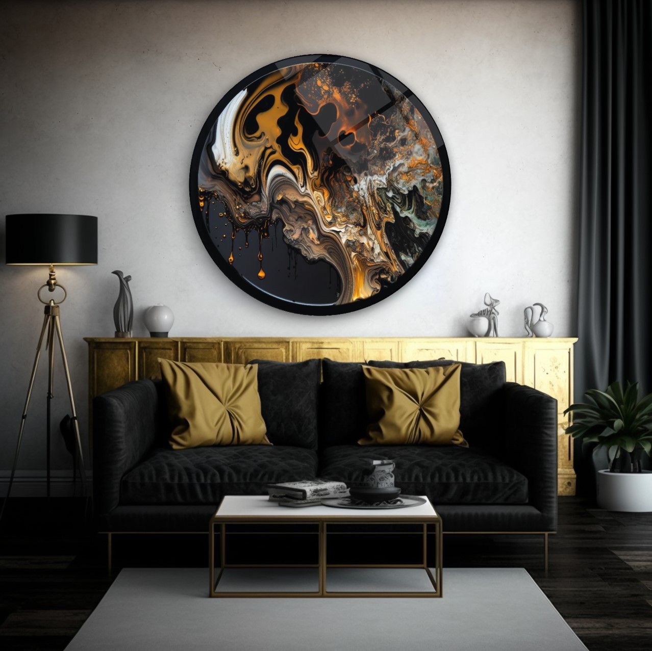 Soyut Yuvarlak Cam Tablo