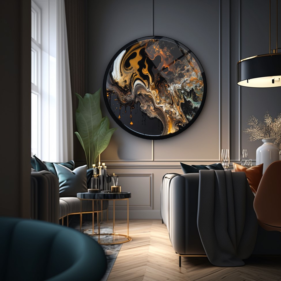 Soyut Yuvarlak Cam Tablo