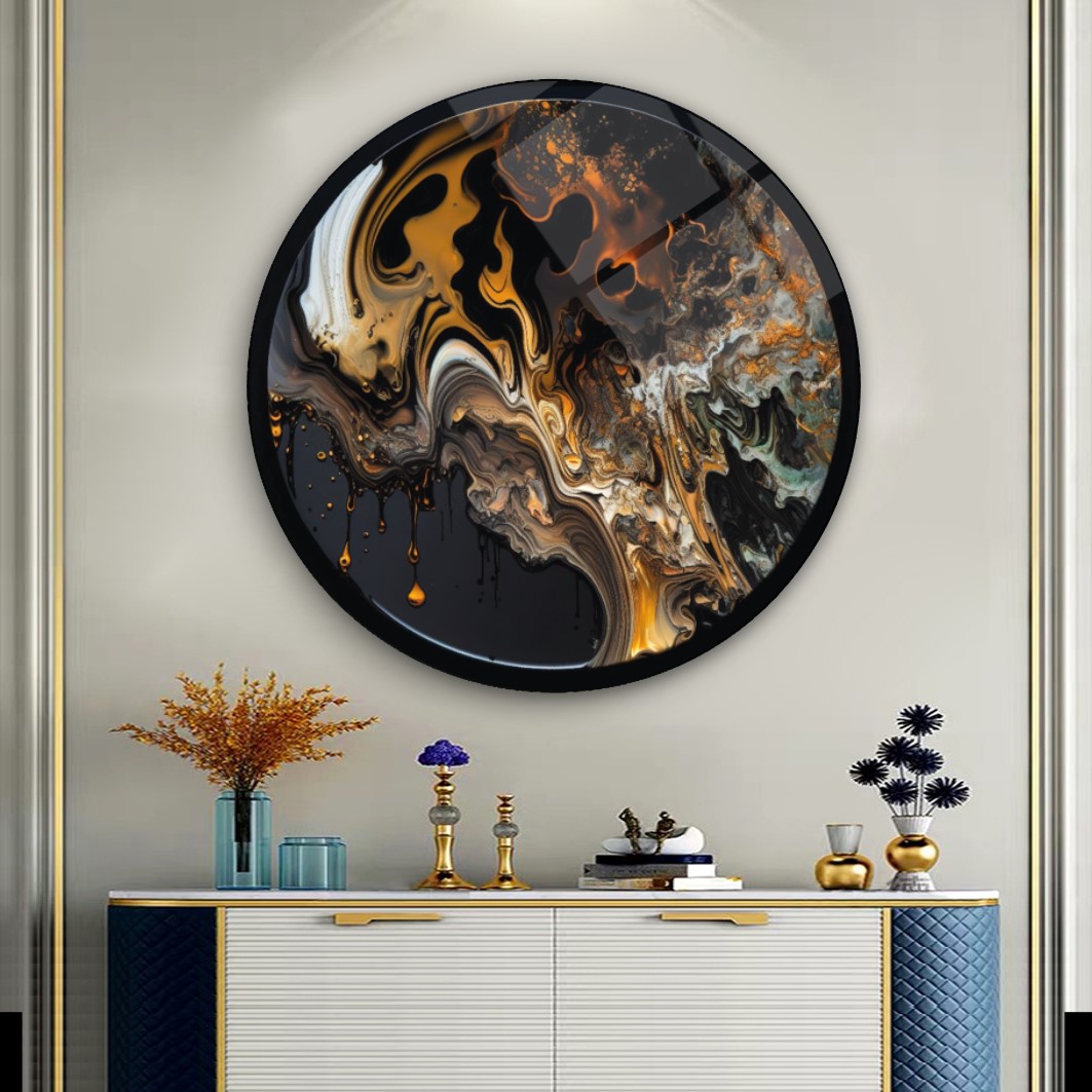 Soyut Yuvarlak Cam Tablo