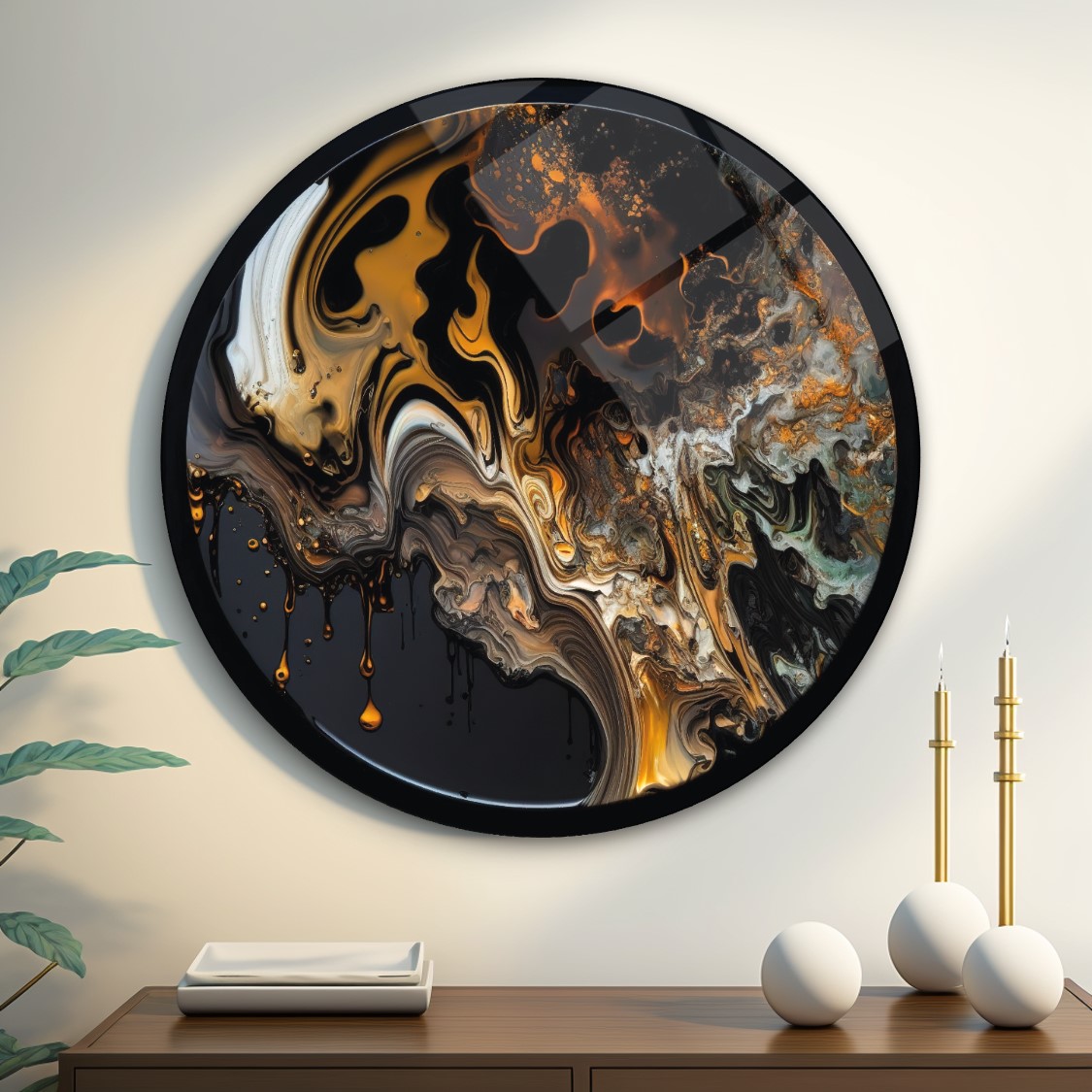 Soyut Yuvarlak Cam Tablo