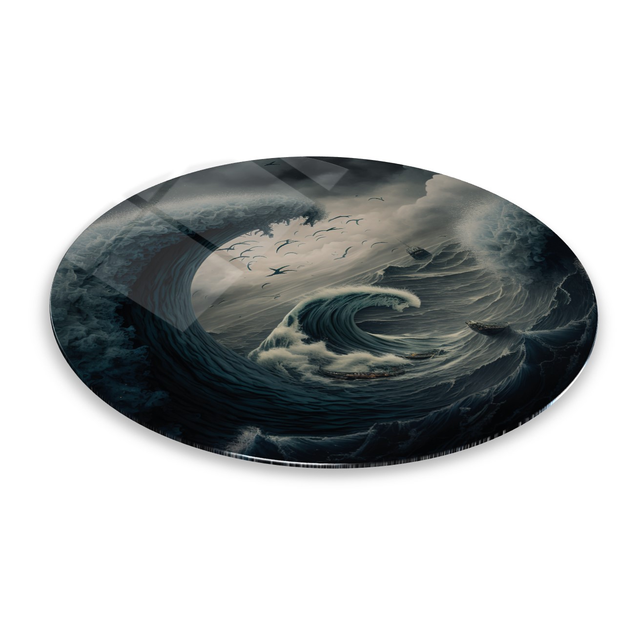Dalga Yuvarlak Cam Tablo