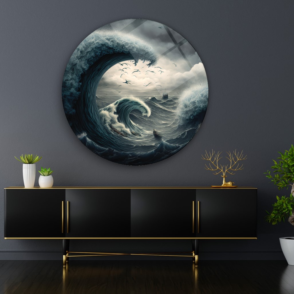 Dalga Yuvarlak Cam Tablo