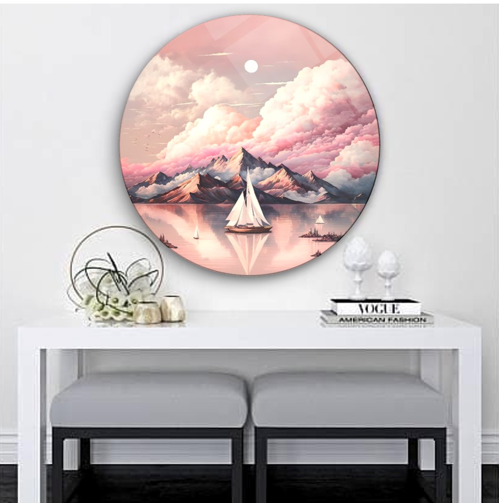 Manzara Yuvarlak Cam Tablo