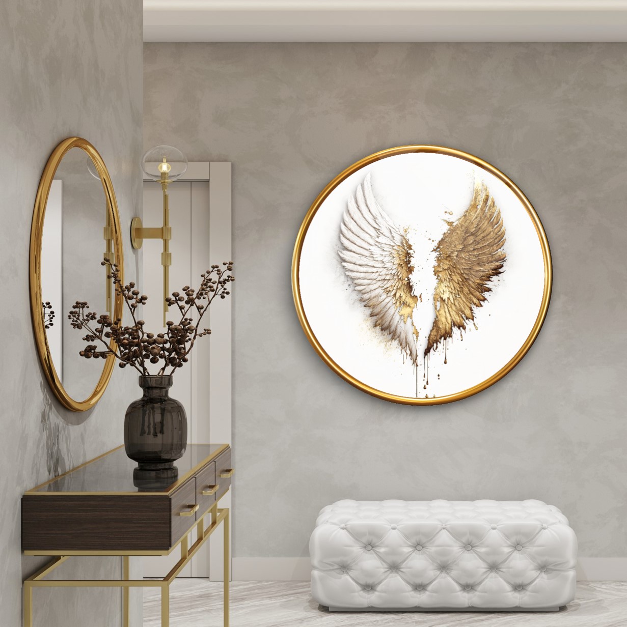 Kanat Yuvarlak Cam Tablo