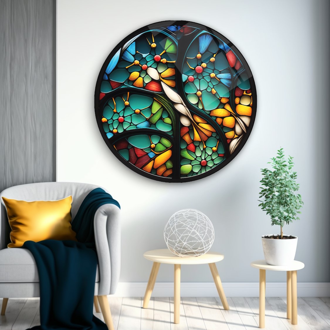 Vitray Yuvarlak Cam Tablo