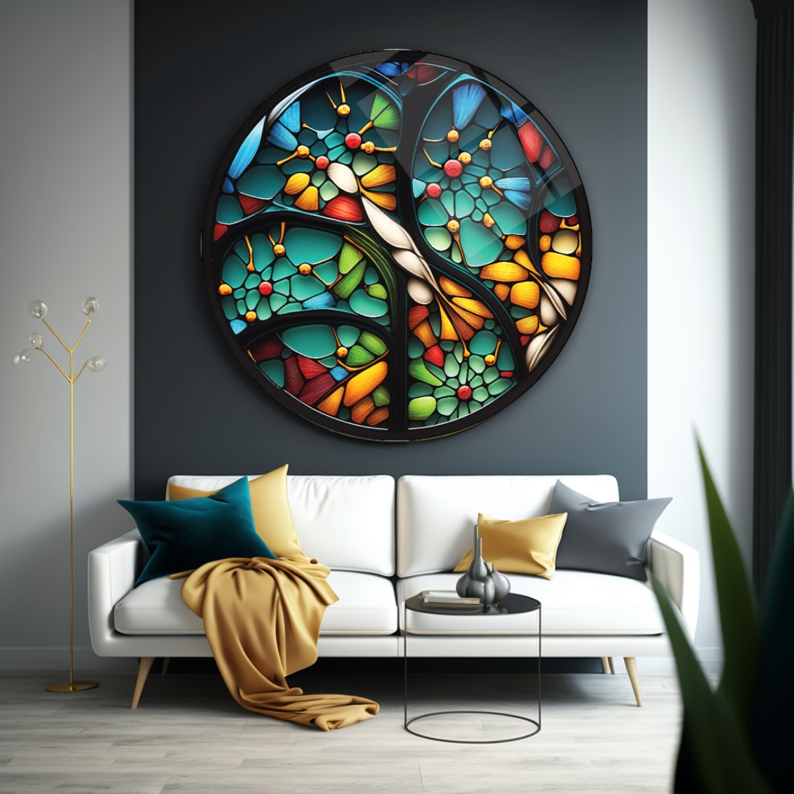 Vitray Yuvarlak Cam Tablo