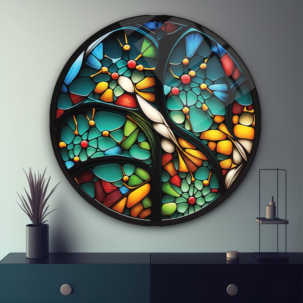 Vitray Yuvarlak Cam Tablo