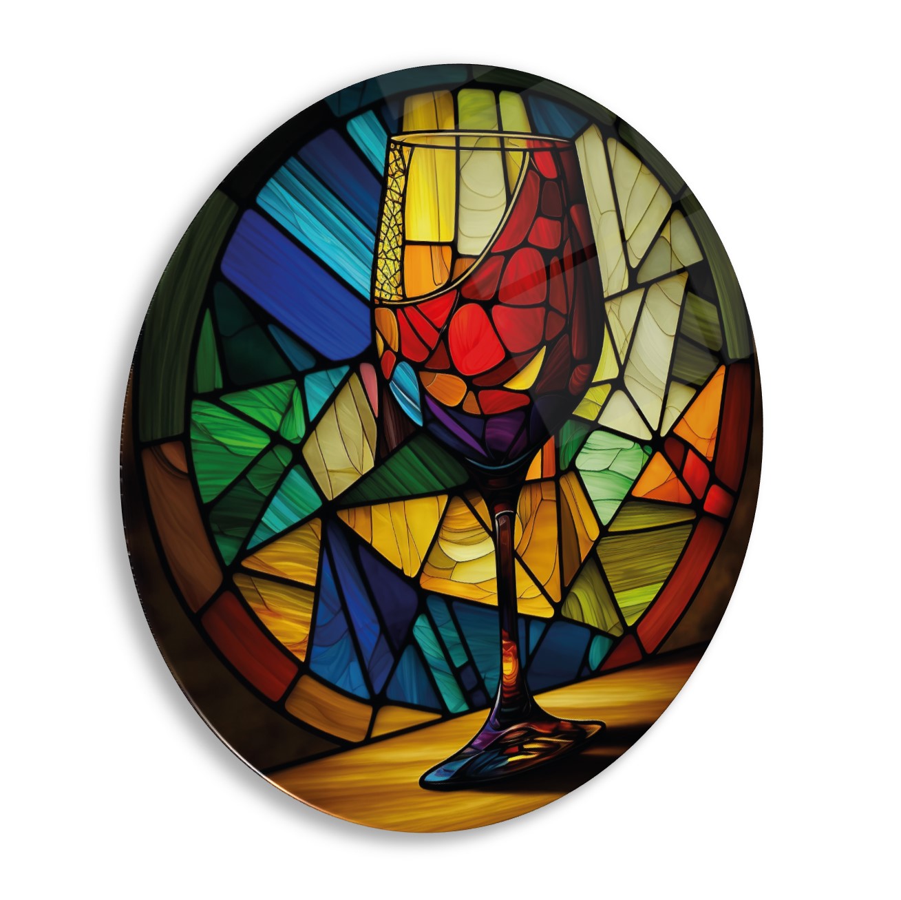 Vitray Kadeh Yuvarlak Cam Tablo