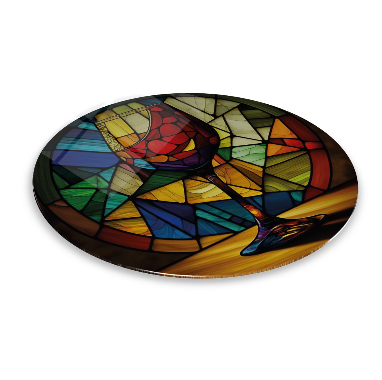 Vitray Kadeh Yuvarlak Cam Tablo