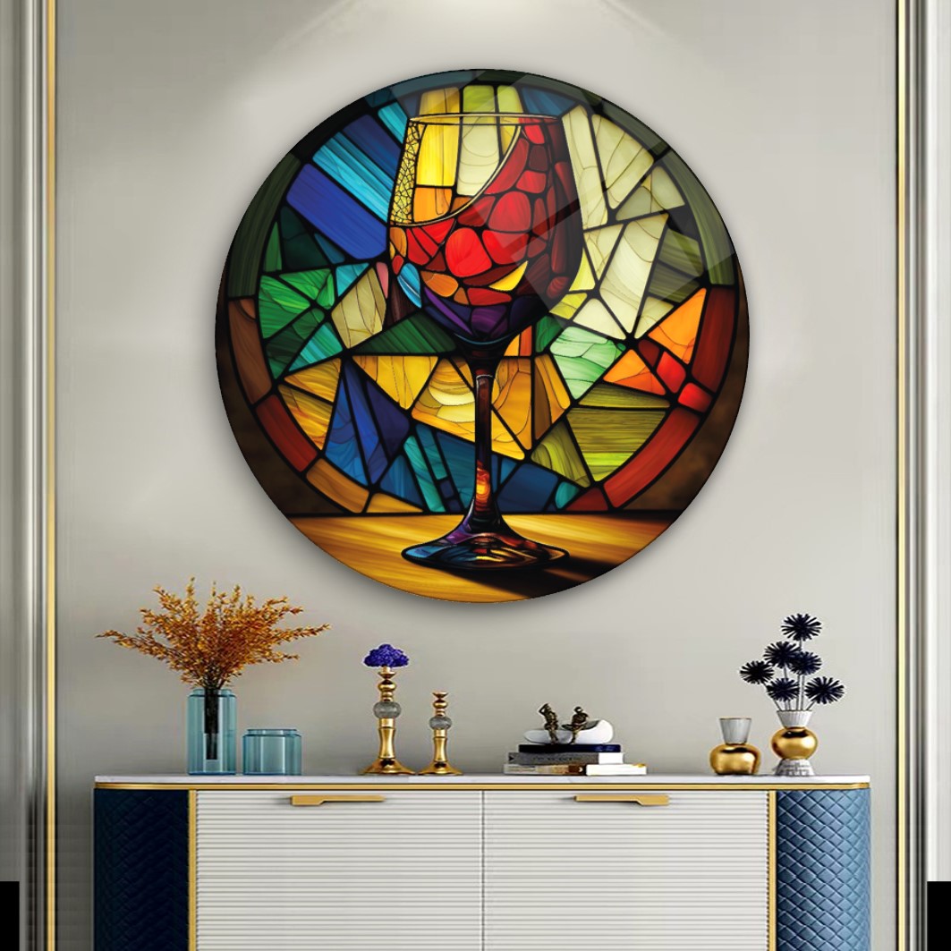 Vitray Kadeh Yuvarlak Cam Tablo