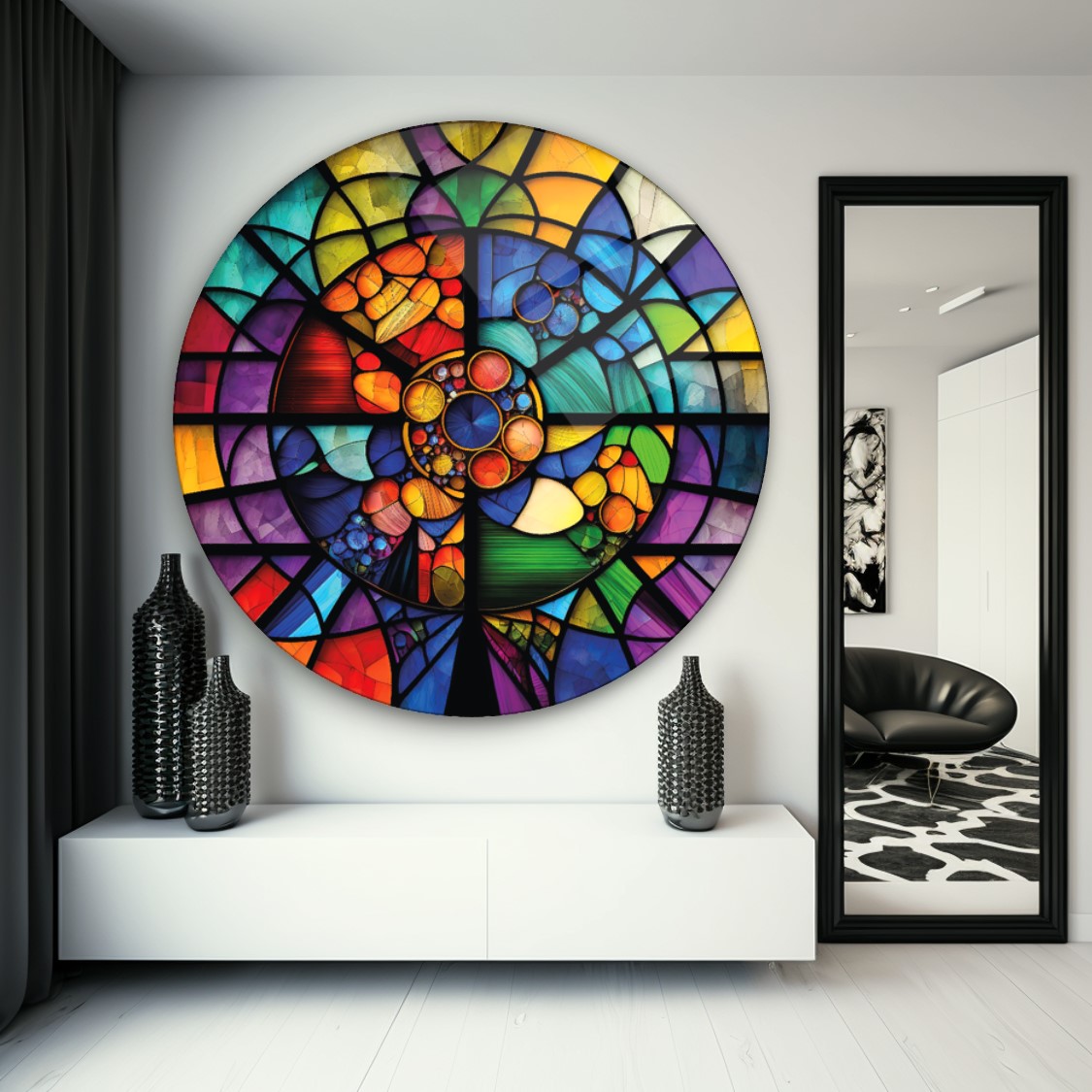 Vitray Yuvarlak Cam Tablo