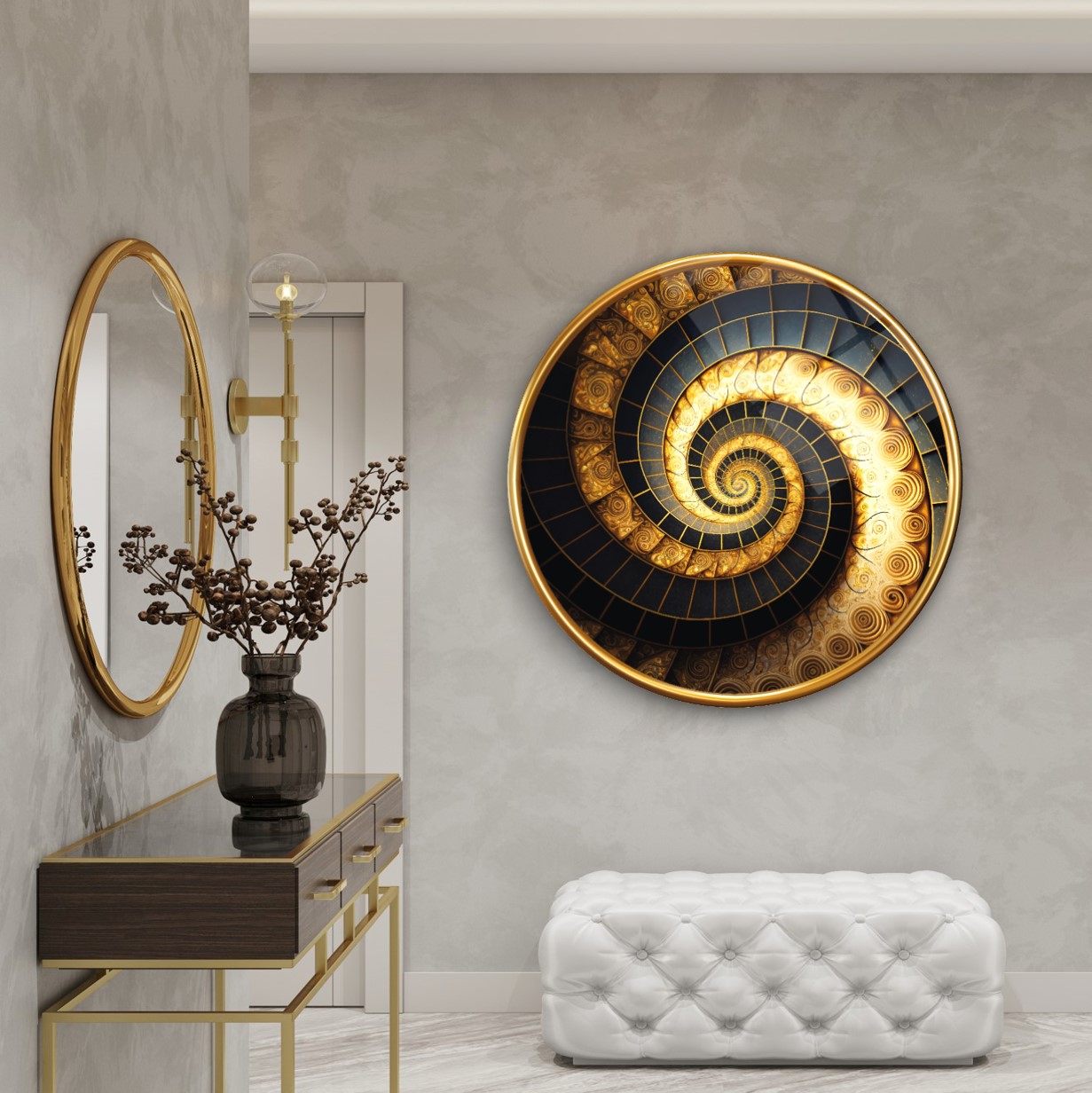 Merdiven Yuvarlak Cam Tablo