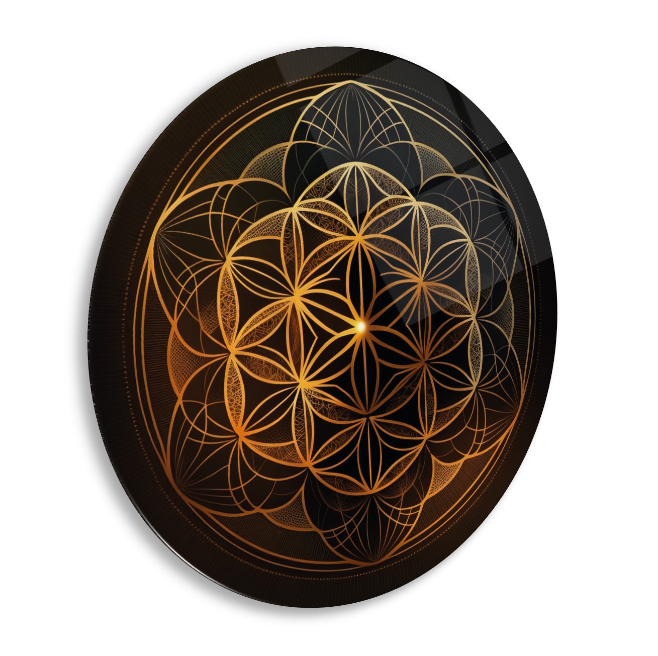 Yaşam Çiçeği Yuvarlak Cam Tablo