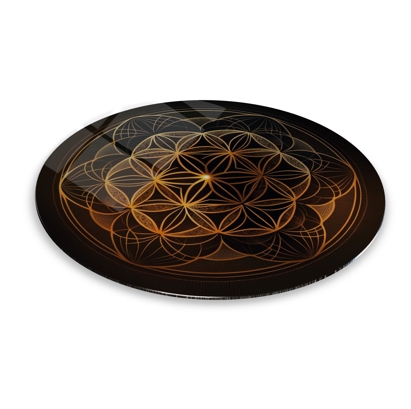 Yaşam Çiçeği Yuvarlak Cam Tablo