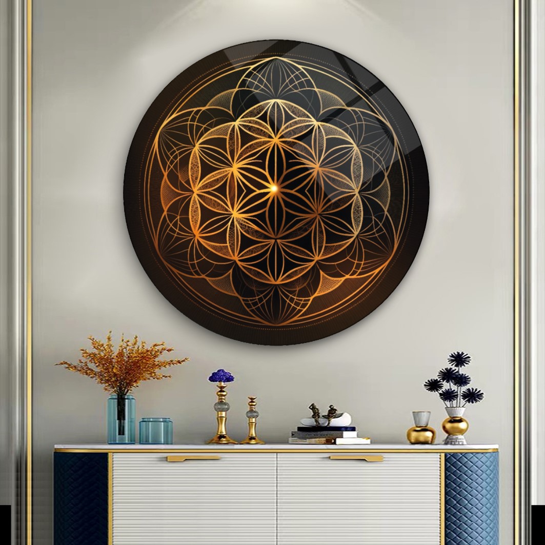 Yaşam Çiçeği Yuvarlak Cam Tablo