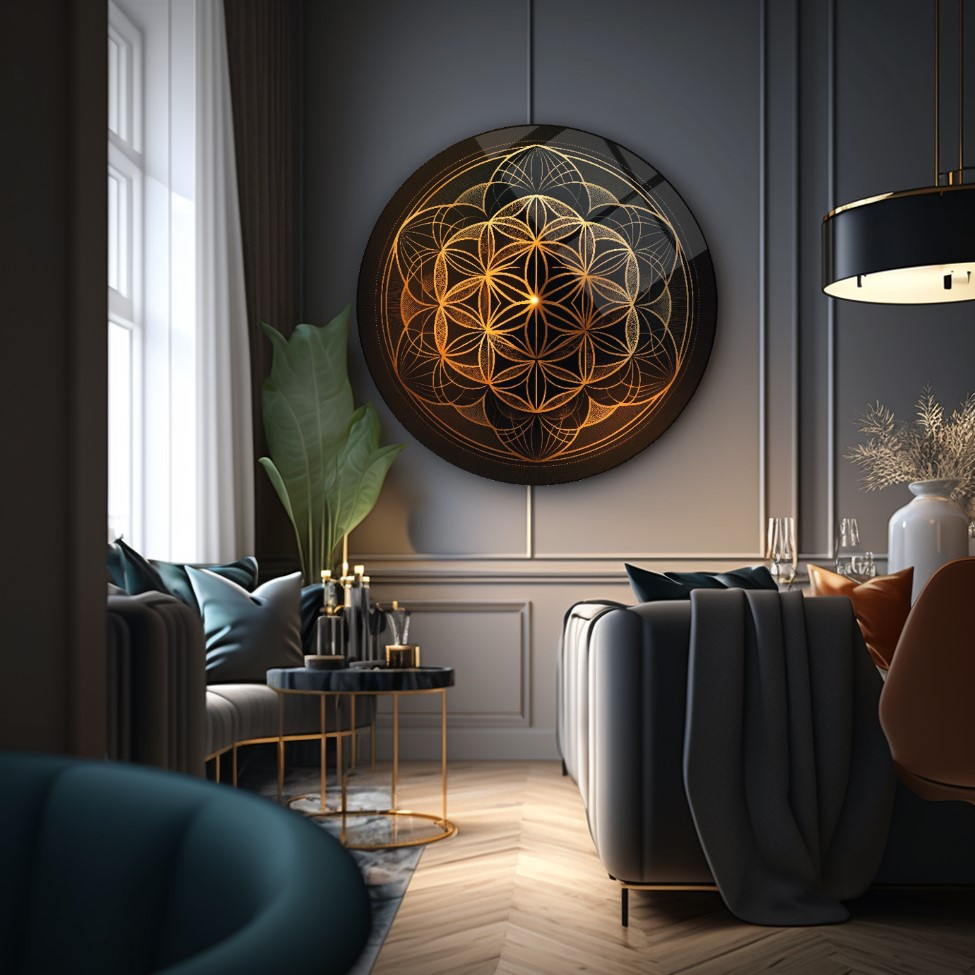 Yaşam Çiçeği Yuvarlak Cam Tablo