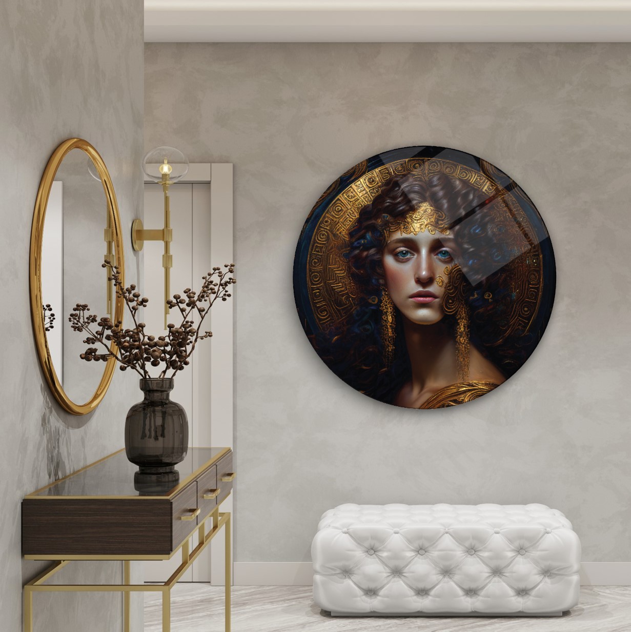 Kadın Yuvarlak Cam Tablo