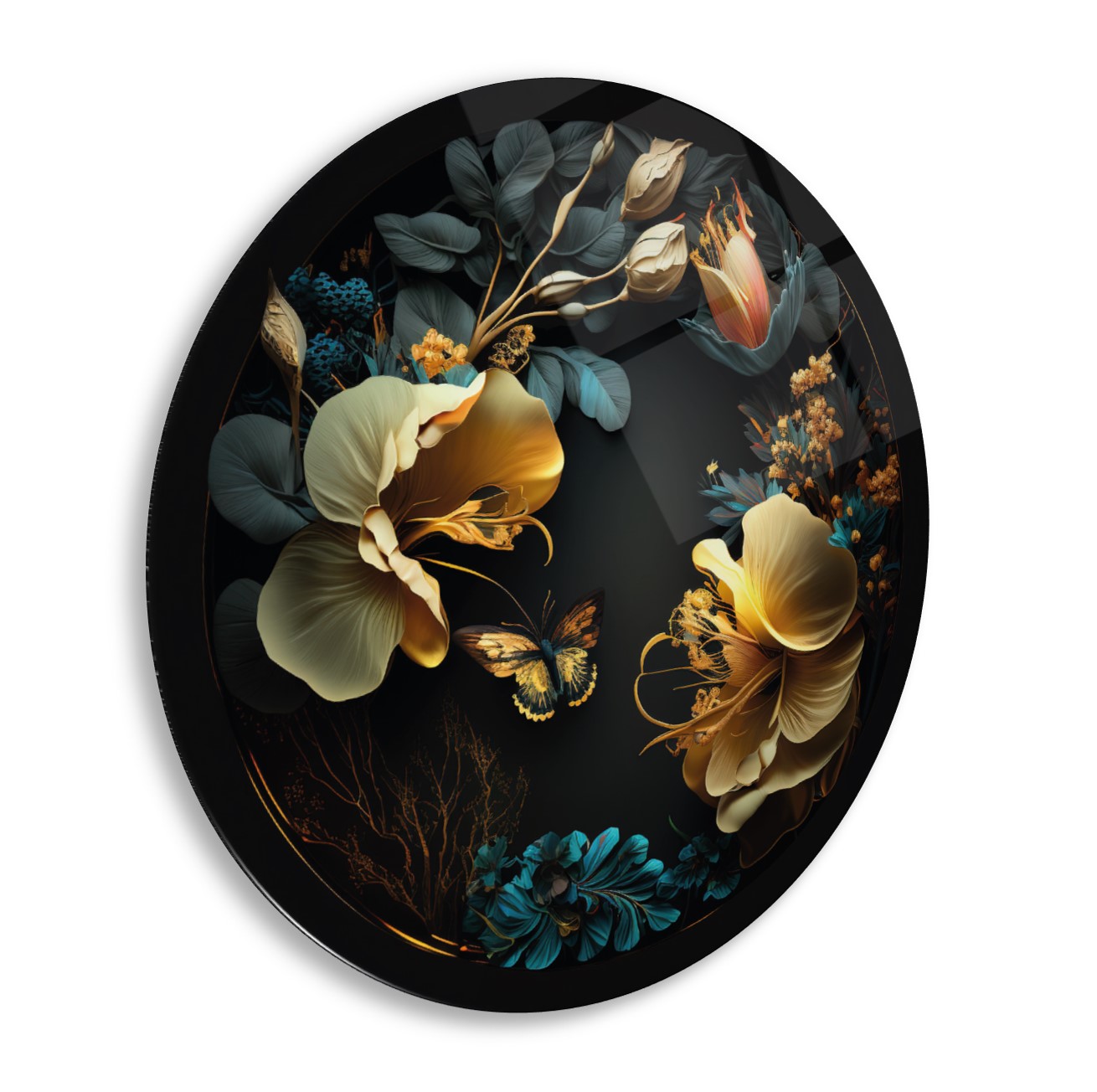 Çiçek Yuvarlak Cam Tablo