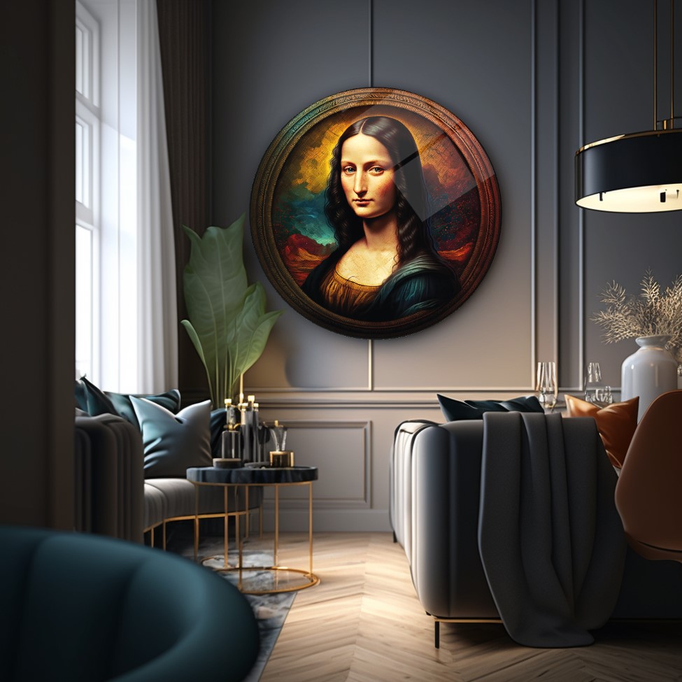 Mona Lisa Yuvarlak Cam Tablo