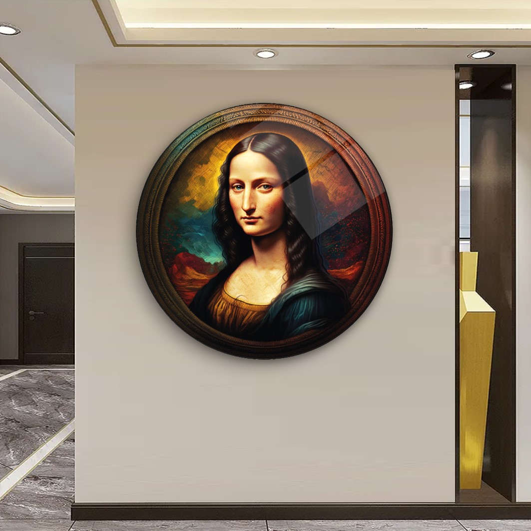 Mona Lisa Yuvarlak Cam Tablo
