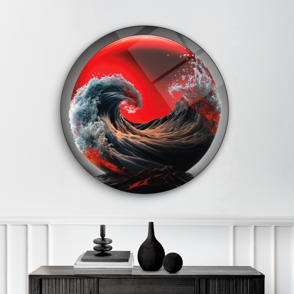 Dalga Yuvarlak Cam Tablo