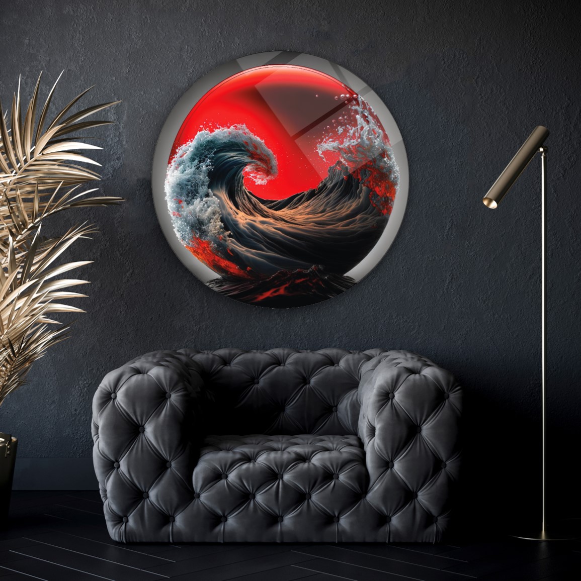 Dalga Yuvarlak Cam Tablo