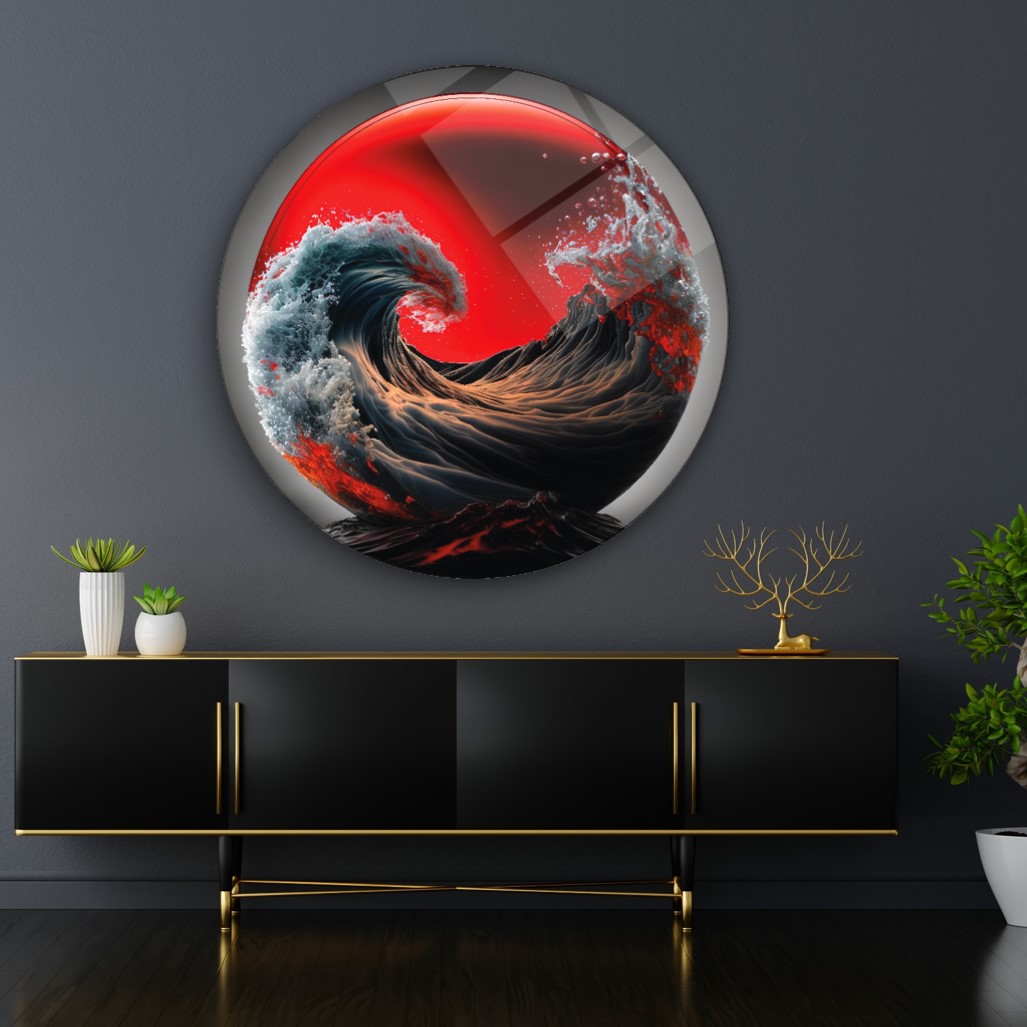 Dalga Yuvarlak Cam Tablo