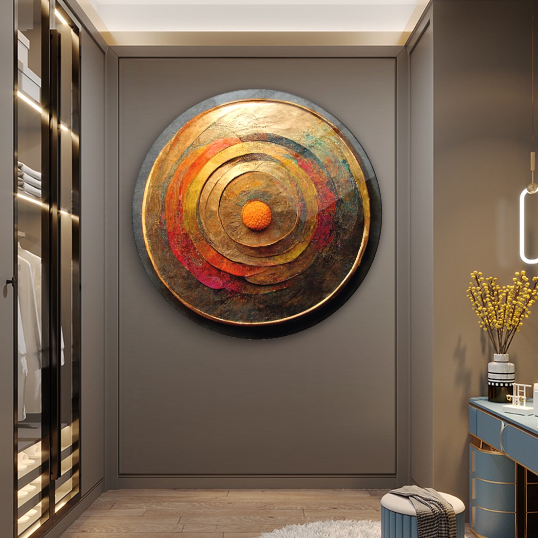 Soyut Yuvarlak Cam Tablo